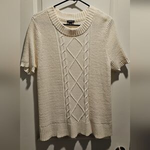 Cream Short Sleeve Knit Sweater